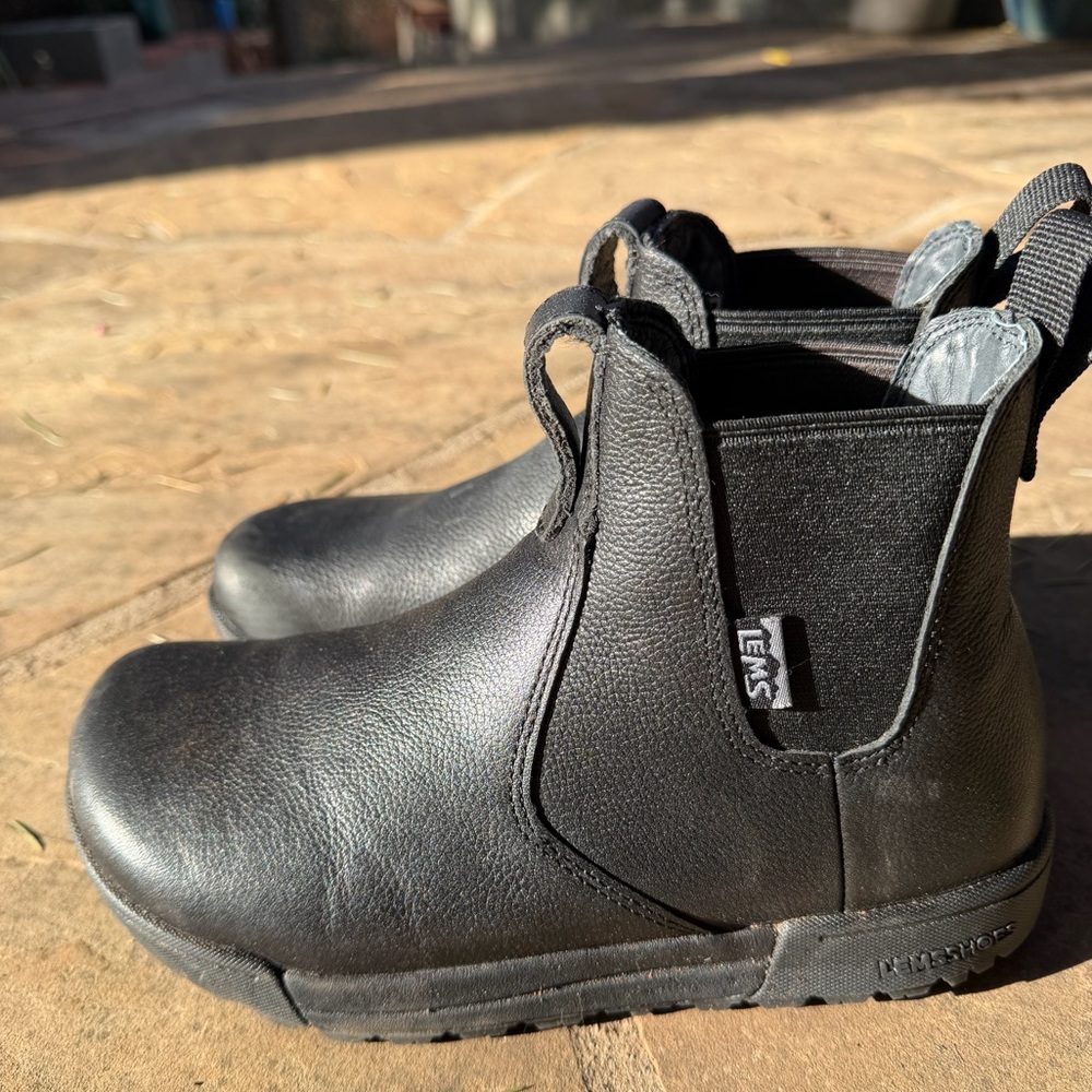 Lems Black Leather Ankle Boots 6.5